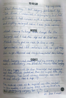 I will be coming back with my friend, who will also have surgery!